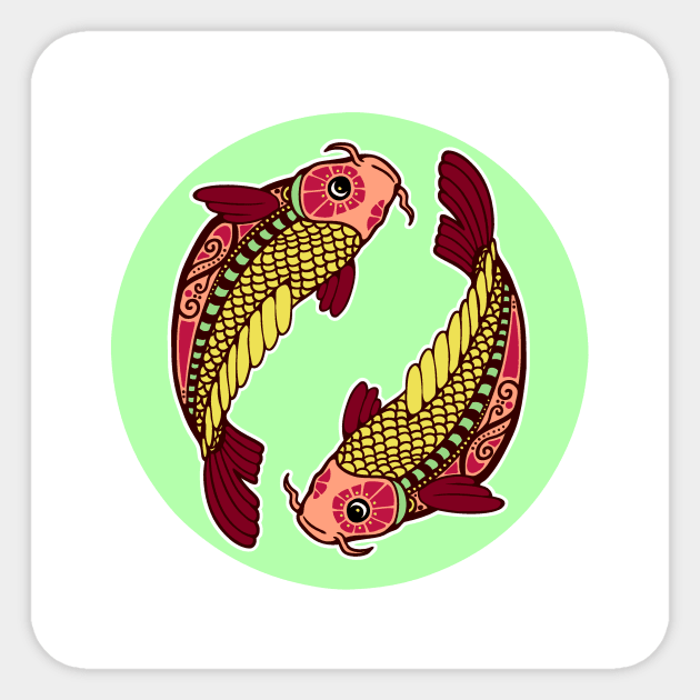 Pisces Fish Round Sticker by She Gets Creative